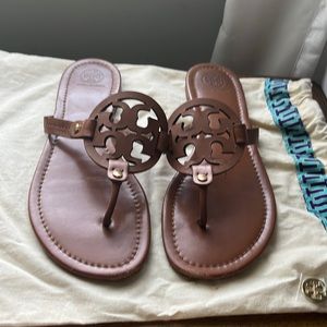 Tory Burch Miller sandals brown leather size 10 good condition